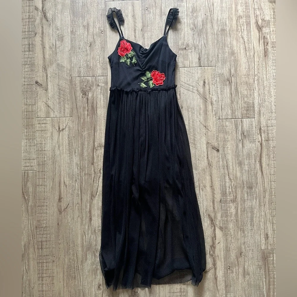 Honey and Rosie Rose Embroidered Long Dress - Picture 8 of 14